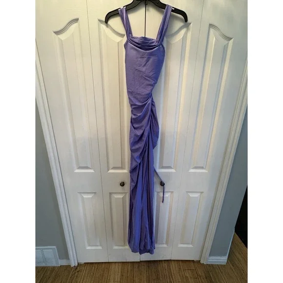La Femme - 28506 Off Shoulder Tie Low-Cut Open Back Jersey Prom Dress Sz 8. - Picture 3 of 10